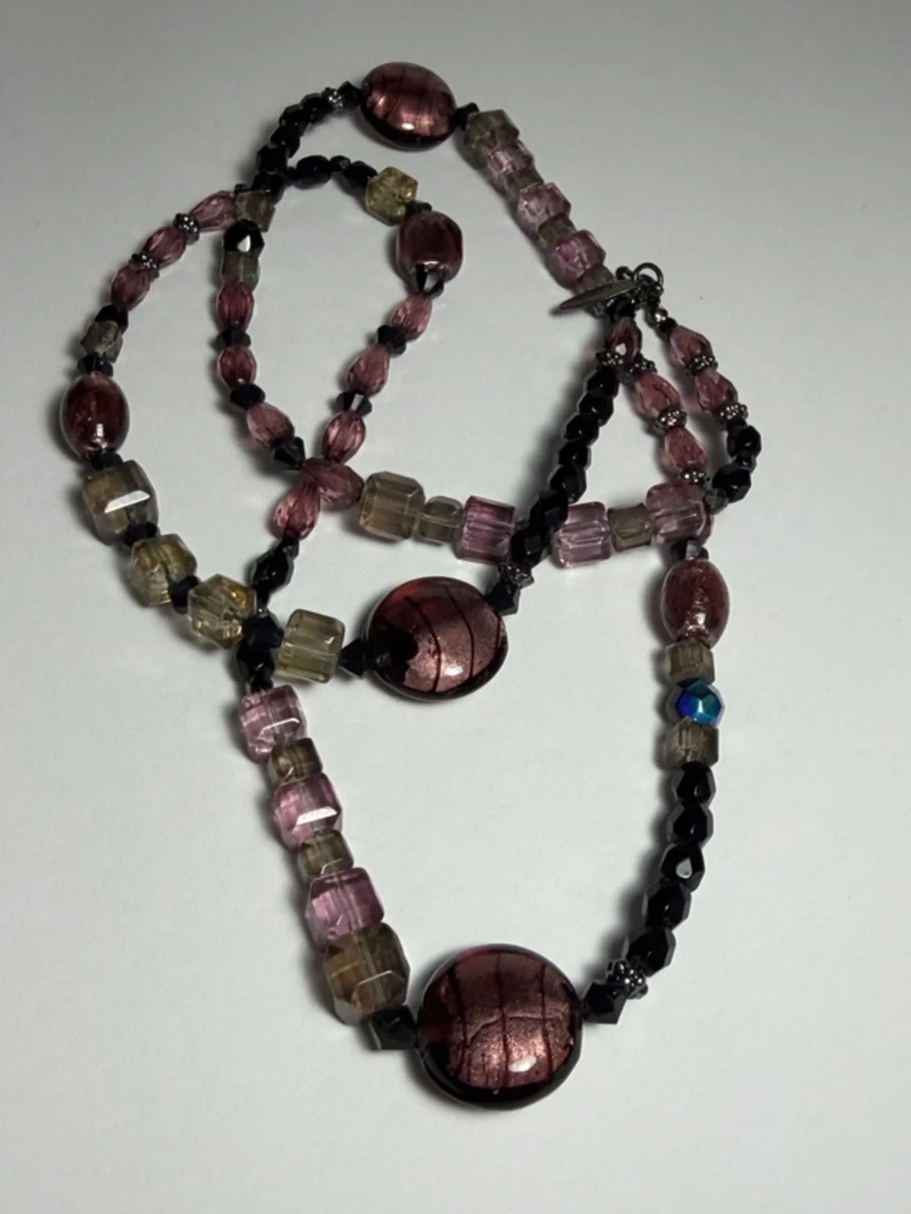 Avenue Purple and Pink Beaded Long Necklace